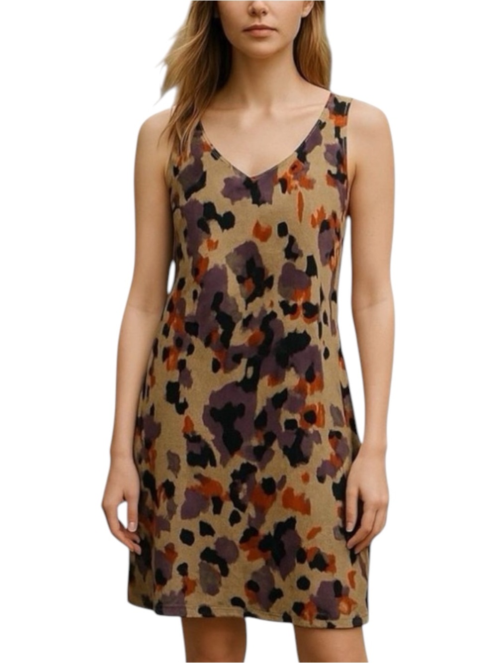 Cabi Sheer Tan Purple Orange Raised Velvet Boho Chic Dress NWOT Size S